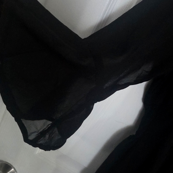 Black Sheer Laced Waist Duster Bell Sleeve NWOT XL - Picture 2 of 10